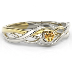 Pierścionek z białego i żółtego złota topazem Swarovski BP-74BZ