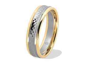 Obrączka z unikatowym wzorem z żółtego i białego złota palladowego  ŁN-38ZB-EXTRA light-m