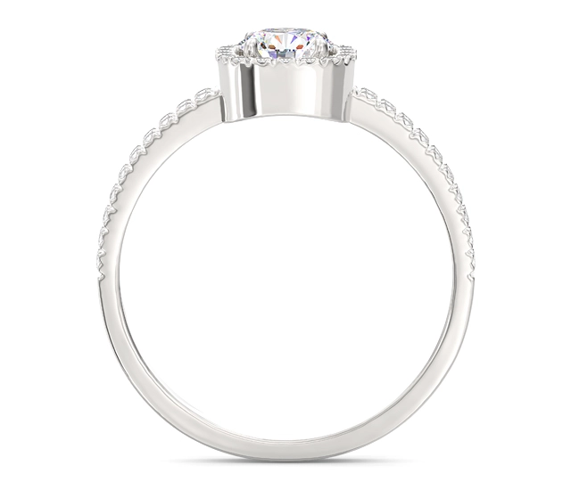 Pierścionek z białego złota z białym topazem Swarovski i diamentami BP-52B