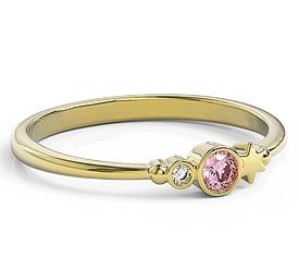Pierścionek z żółtego złota z cyrkoniami Swarovski Róż BP-6711Z-C/PINK
