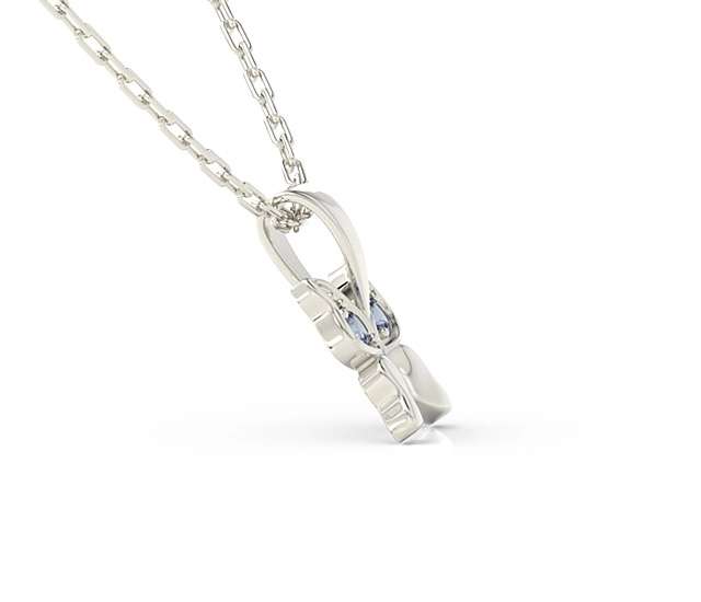 Wisiorek w kształcie motyla z białego złota z niebieskimi cyrkoniami BPW-88B-C