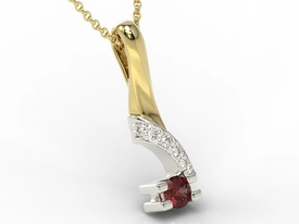 Wisiorek z żółtego i białego złota z granatem i diamentami JPW-66ZB