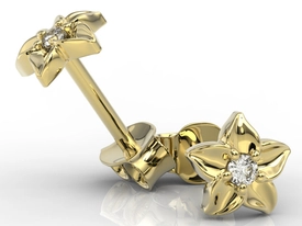 Kolczyki w formie kwiatu z żółtego złota i z cyrkoniami BPK-15Z-C