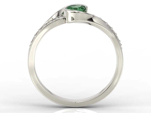 Pierścionek z białego złota ze szmaragdem i diamentami model AP-6139B