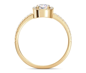 Pierścionek z żółtego złota z białym topazem Swarovski i cyrkoniami BP-52Z-C