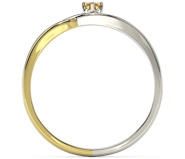 Pierścionek z białego i żółtego złota z topazem Swarovski Honey i brylantami BP-81BZ