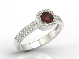 Pierścionek z białego złota z granatem i cyrkoniami BP-52B-C