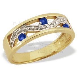 Pierścionek ze złota JP-31Z-R z szafirami i diamentami.