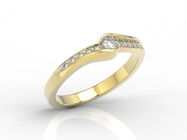 Pierścionek z żółtego złota z brylantami 0,13ct wzór BP-3413Z-R