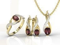 Zestaw z żółtego i białego złota z rubinami i brylantami AP-69ZB-ZEST