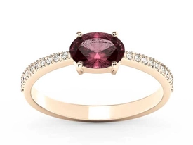 Pierścionek z różowego złota z rubinem i diamentami BP-58P