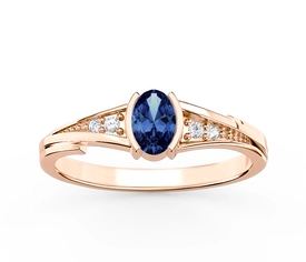 Pierścionek ze złota z szafirem i diamentami JP-2705P