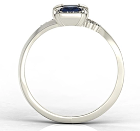 Pierścionek z białego złota z szafirem i diamentami 0,10 ct wzór LP-84B