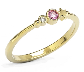 Pierścionek z żółtego złota z cyrkoniami Swarovski Różowy BP-6709Z-C/PINK