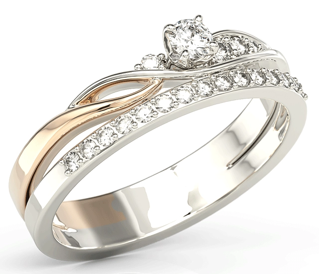 Pierścionek z białego i różowego złota z cyrkoniami Swarovski BP-77BP-C