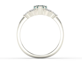 Pierścionek z białego złota z niebieskim topazem Swarovski i cyrkoniami BP-54B-C