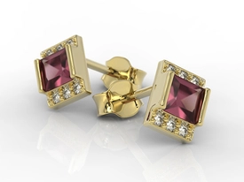 Kolczyki z żółtego złota z rubinami i diamentami LP-46Z