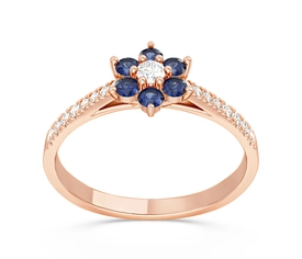 Pierścionek markiza z różowego złota z diamentami i szafirami CP-64P-D/SZA