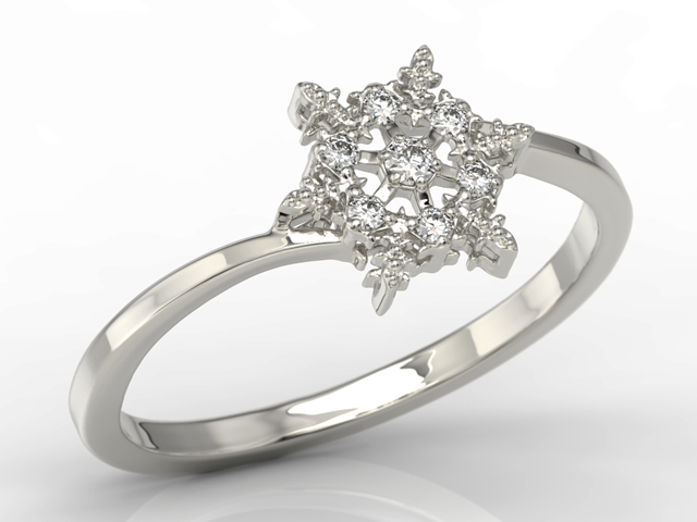 Pierścionek śnieżynka z diamentami LP-8608B