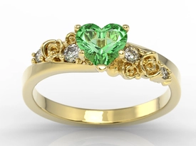 Pierścionek z żółtego złota z topazem Swarovski Rainforest i diamentami AP-5312Z