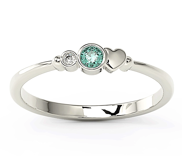 Pierścionek z białego złota z cyrkoniami Swarovski mietową i białą BP-6809B-C