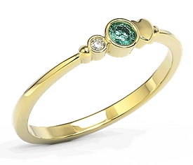 Pierścionek z żółtego złota z cyrkoniami Swarovski miętową i białą BP-6811Z-C