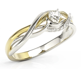 Pierścionek z białego i żółtego złota z cyrkoniami BP-73BZ-C