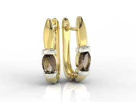 Kolczyki z żółtego i białego złota z kwarcami dymnymi APK-67ZB
