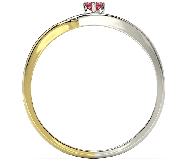 Pierścionek z białego i żółtego złota z topazem Swarovski Red i brylantami BP-81BZ