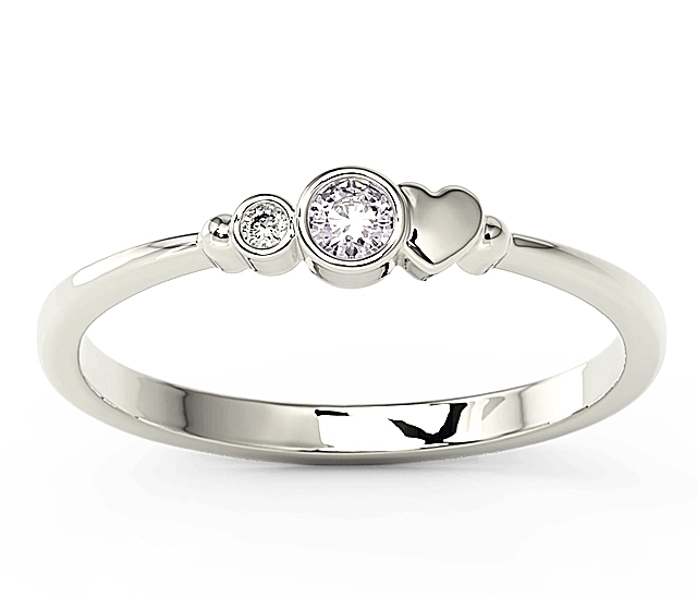 Pierścionek z białego złota z cyrkoniami lavendową i białą Swarovski BP-6809B-C