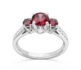 Pierścionek z białego złota z rubinami i brylantami CP-31B