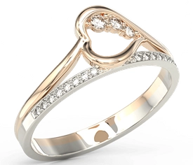 Pierścionek z różowego i białego złota z brylantami BP-83PB