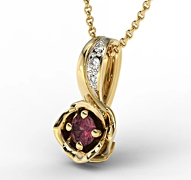 Wisiorek z żółtego złota z rubinem i brylantami LPW-4221Z-R