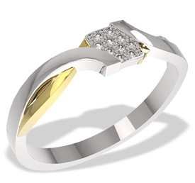 Pierścionek z białego i żółtego złota z diamentami 0,05 ct wzór LP-37BZ