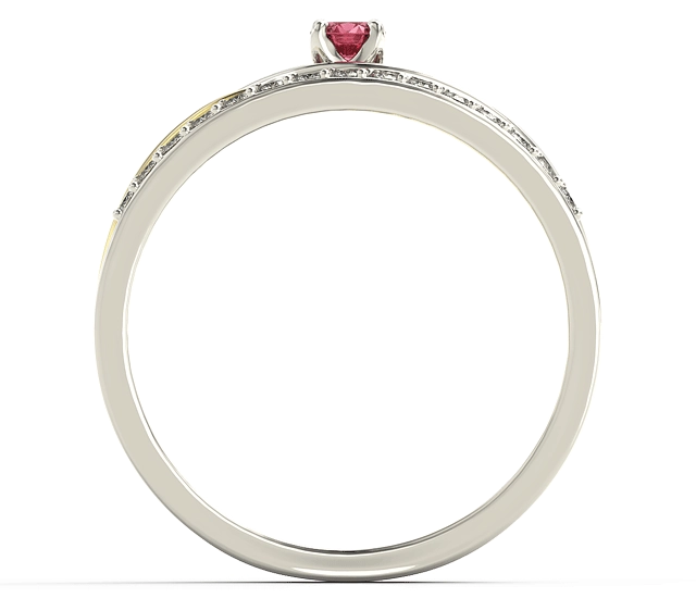Pierścionek z białego i różowego złota z rubinem i brylantami BP-77BP