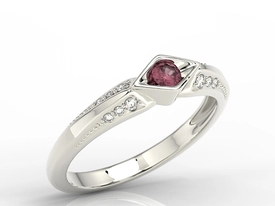 Pierścionek z białego złota z rubinem i diamentami AP-44B