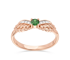 Pierścionek z różowego złota ze szmaragdem i brylantami CP-62P