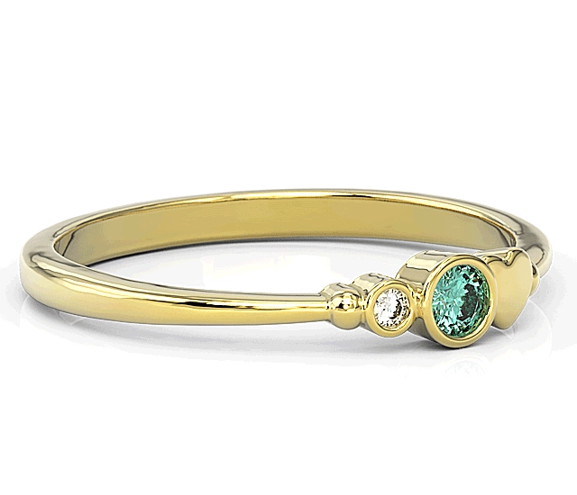 Pierścionek z żółtego złota z cyrkoniami Swarovski mietową i białą BP-6809Z-C