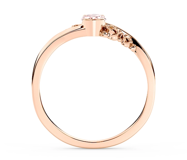 Pierścionek z żółtego złota AP-39Z z morganitem i diamentami 0,03 ct