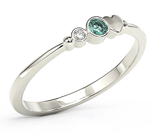 Pierścionek z białego złota z cyrkoniami Swarovski mietową i białą BP-6807B-C