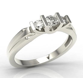 Pierścionek zaręczynowy z białego złota z brylantami LP-8224B