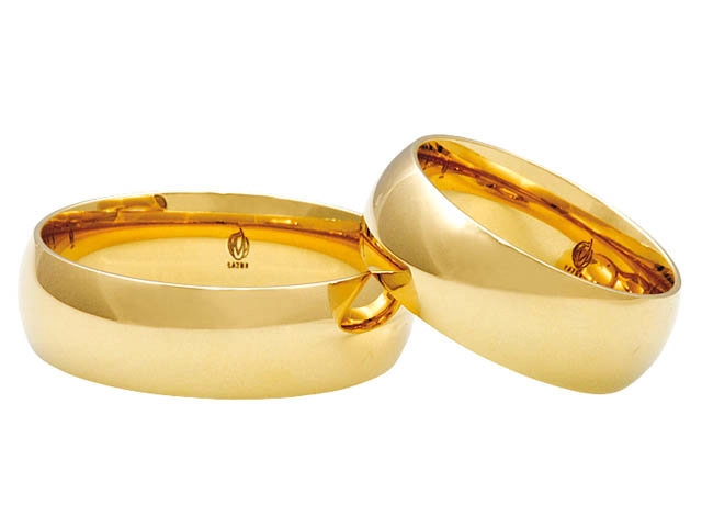 Obrączki ślubne klasyczne zaokrąglone, 6mm z żółtego złota (para) ŁK-24 Light 