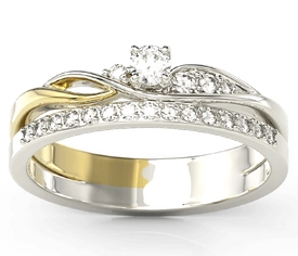 Pierścionek z białego i żółtego złota z cyrkoniami Swarovski BP-77BZ-C
