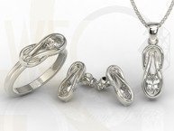 Zestaw: pierścionek, kolczyki i wisiorek z białego złota z białymi szafirami BP-69B-ZESTAW