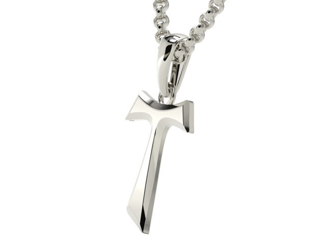 Franciszkański krzyż TAU z białego złota - KR-6B