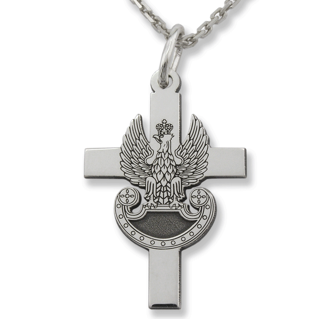 Krzyżyk srebrny z orzełkiem wojskowym KR-10