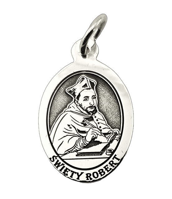 Medalik srebrny z wizerunkiem Św. Roberta