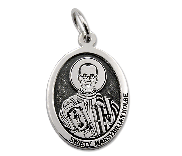 Medalik srebrny z wizerunkiem św. Maksymiliana Marii Kolbego MED-MMK-01