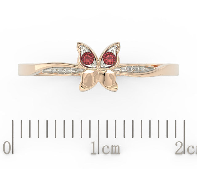 Pierścionek motylek z różowego złota z czerwonymi cyrkoniami BP-88P-R-C