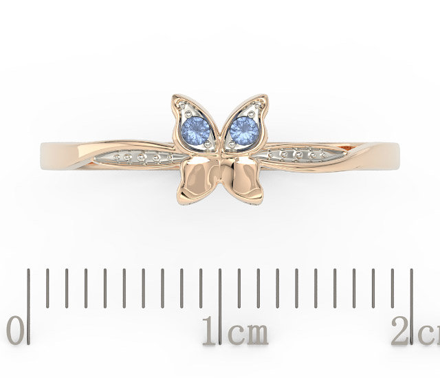 Pierścionek motylek z różowego złota z niebieskimi cyrkoniami BP-88P-R-C